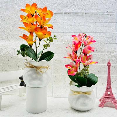 Flor de magnólia artificial em vaso 7 cabeças, casa, escritório, sala de estar, mesa, peça central, casamento, plantas florais artificiais, bonsai, decoração de mesa interna e externa