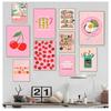 Abstract Coffee Cherry Strawberry Plant Wall Art Canvas Painting Nordic Posters And Prints Wall Pictures For Pink Kitchen Decor