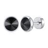 Vnox Multi-faced Cut Zircon Stone Earrings for Men Boys, Screw Back Stud Barbell Shaped Earrings,Black Stainless Steel Jewelry