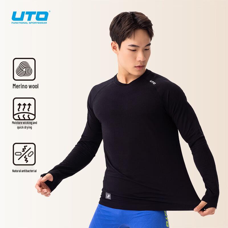 UTO Men s Merino Wool Quick-Dry Breathable Long-Sleeve Sport T-Shirt L