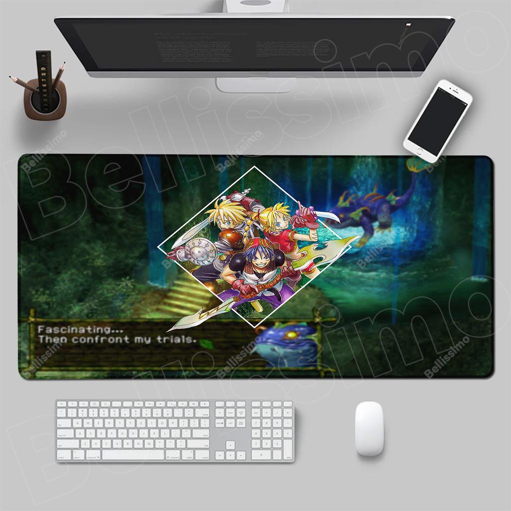 Mauspad Anime Gamer Gaming Zubehör Speed C-chrono Trigger Tastaturpad Gummi-Lock-Kante Schreibtisch-Mausmatte Laptop-Mauspad