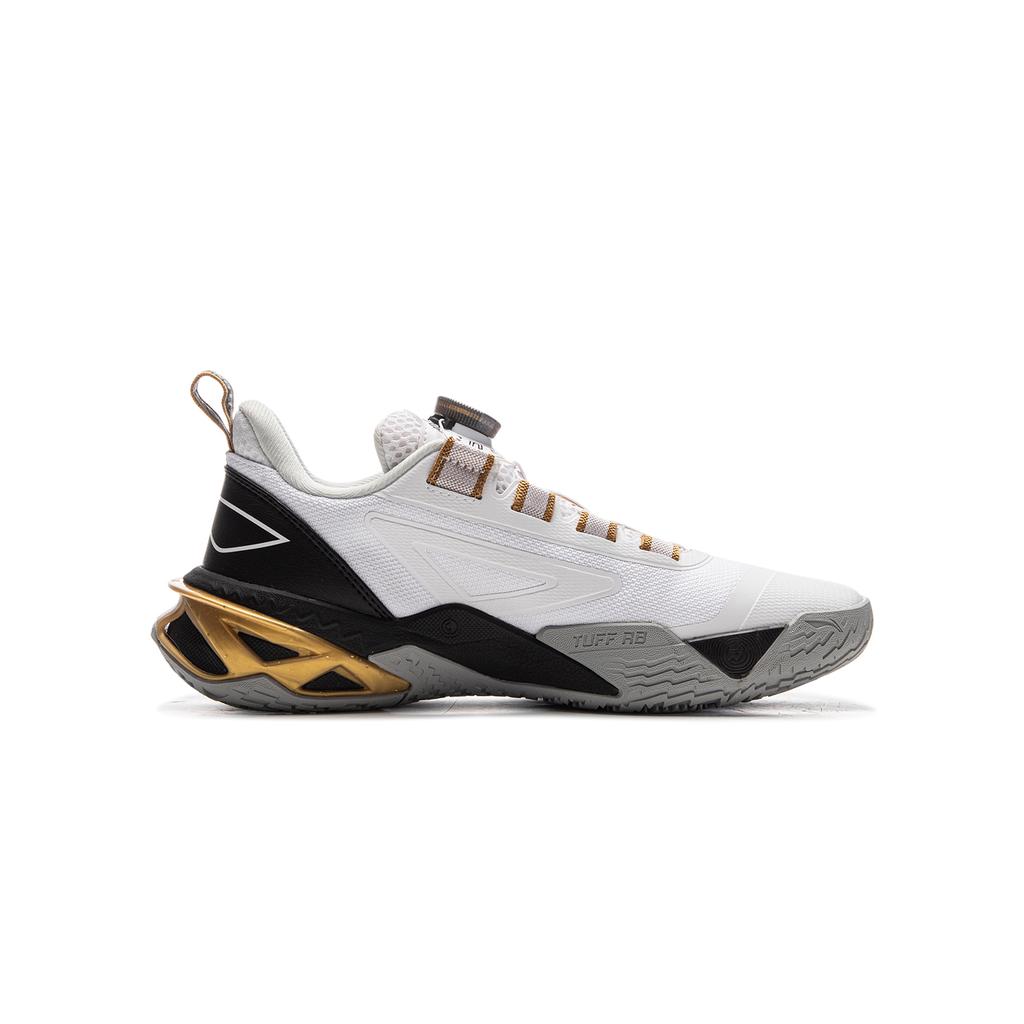 Li Ning Kids Comfortable Non-Slip Wear-Resistant Rebound Support Low-Top Basketball Shoes Kids Sneakers White Black Gold YKBU080-3