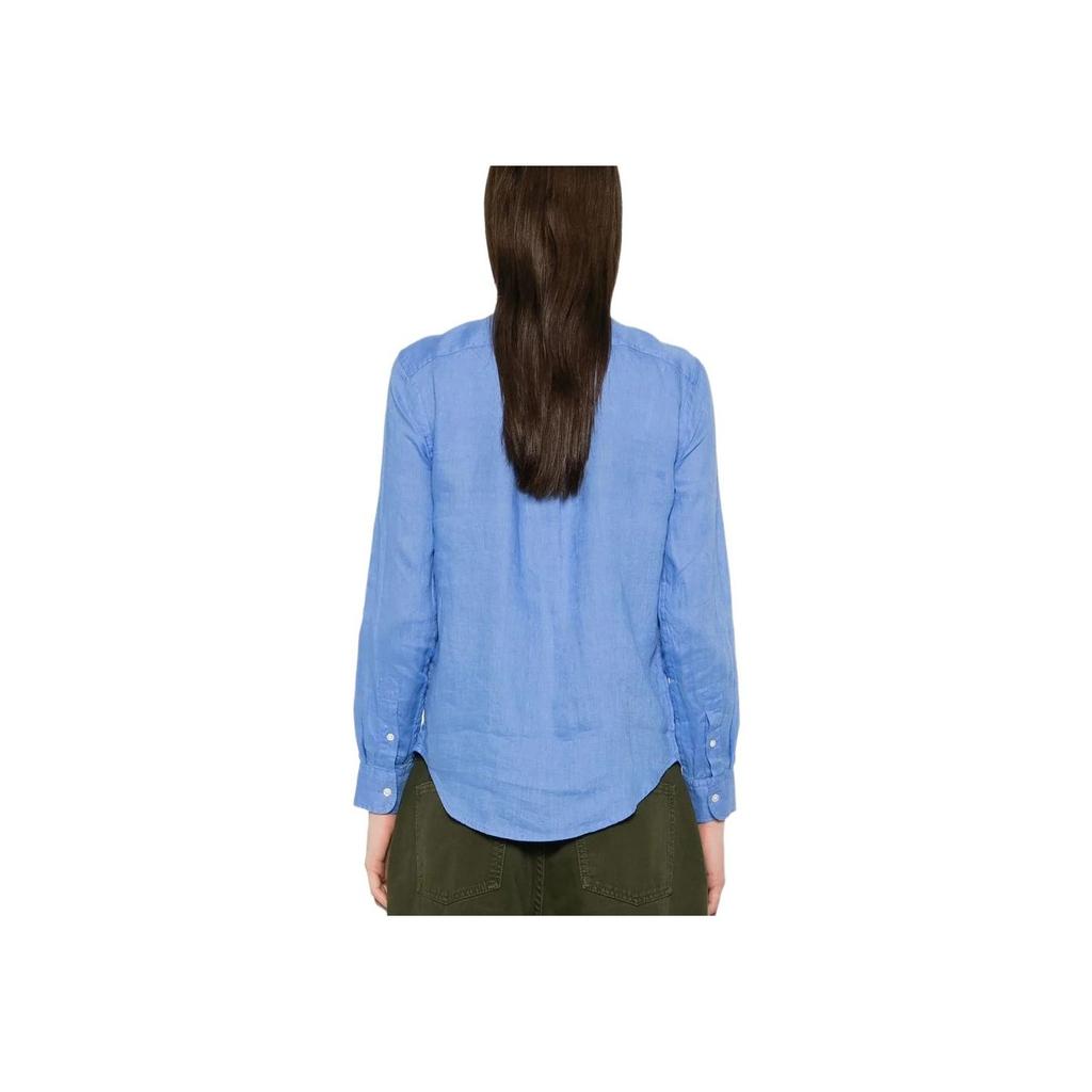 Polo Ralph Lauren Solid Point Collar Long Sleeve Shirt Women tops Blue 211970730-006