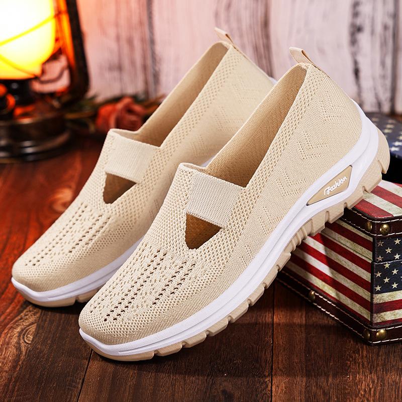 Women's Shoes Summer Fashion Large Size Fly Woven Surface Breathable Middle-aged and Elderly Mother Shoes Casual and Comfortable