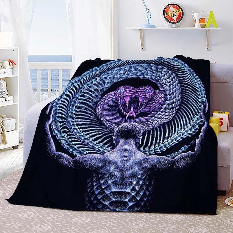 Cobra Theme Blanket Animal Print Flannel Blanket Soft Comfort Blanket Bedroom Living Room Decorative Blanket