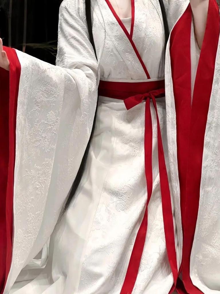 2026 Damen Hanfu Set: Stil der Streitenden Reiche mit Kreuzkragen, weiten Ärmeln und hüftlanger Jacquard-Ripp-Rock
