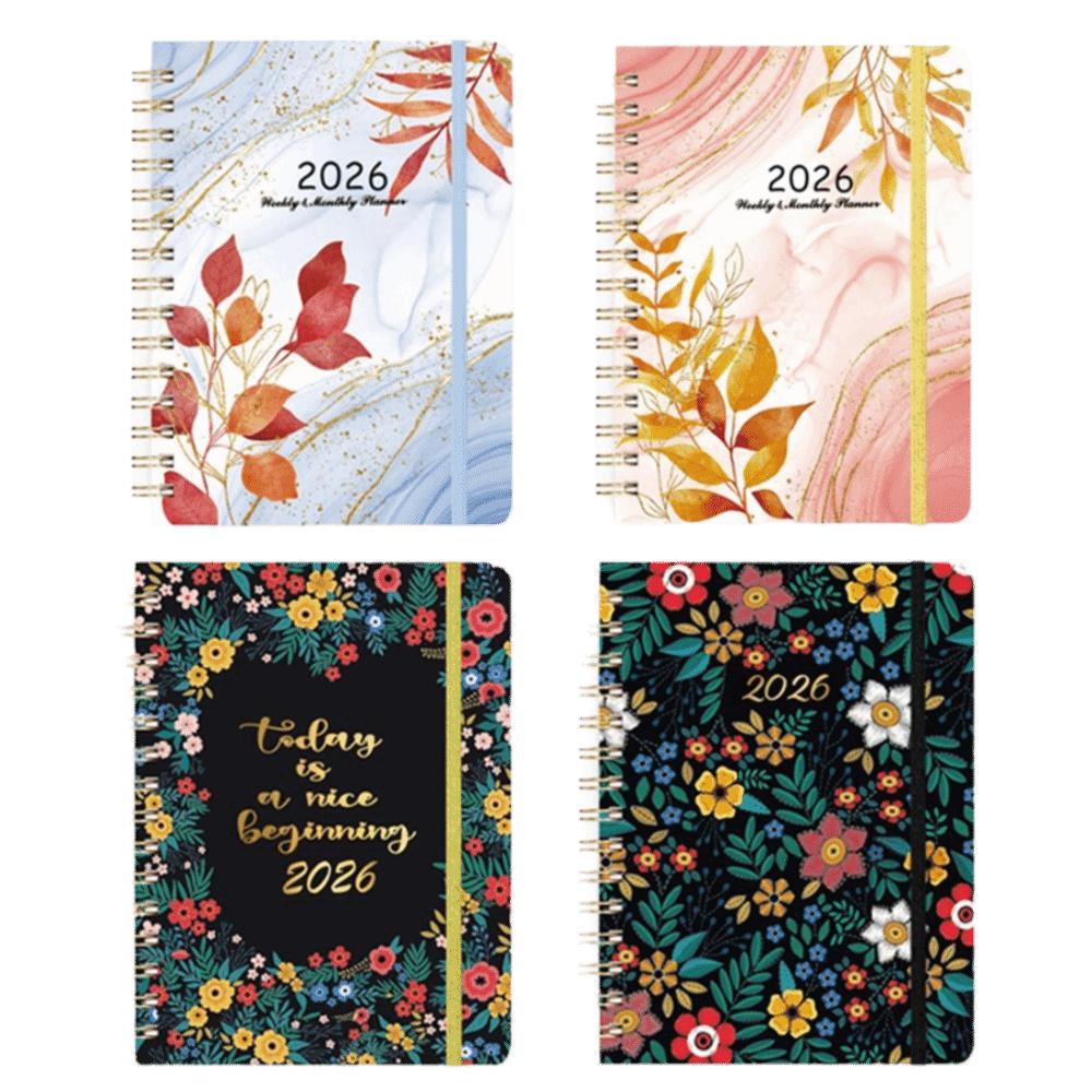 Index Tags 2026 Planner Notebook Spiral Binding Simple Design Coil Diary Book Clock In Function A5 Size Spiral Notebook