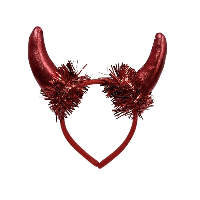 Halloween Devil Horn Headbands With Red Bows Ties Tails 3Pcs Cosplay Costume Party Dressing Up Accessories