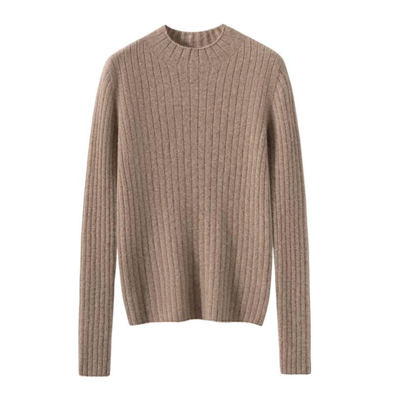 Women's Pure Cashmere High Neck Pullover - Fashionable, Versatile, Solid Color Knit Sweater