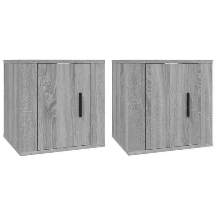 816653 vidaXL Meubles TV muraux 2 pcs Sonoma gris 40x34,5x40 cm