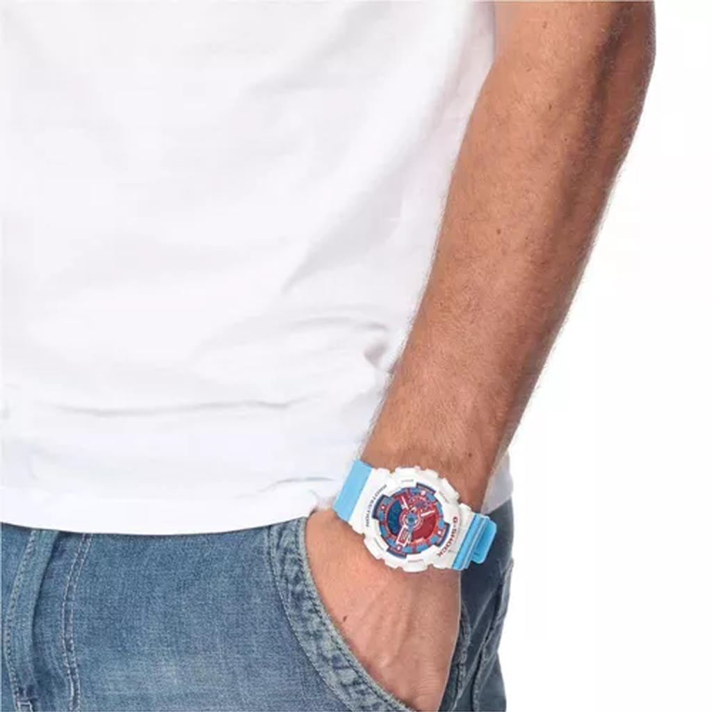 G-Shock Youth Series Limited Edition Captain America Waterproof Sports Quartz Watch Men Watches White Blue GA-110AC-7A