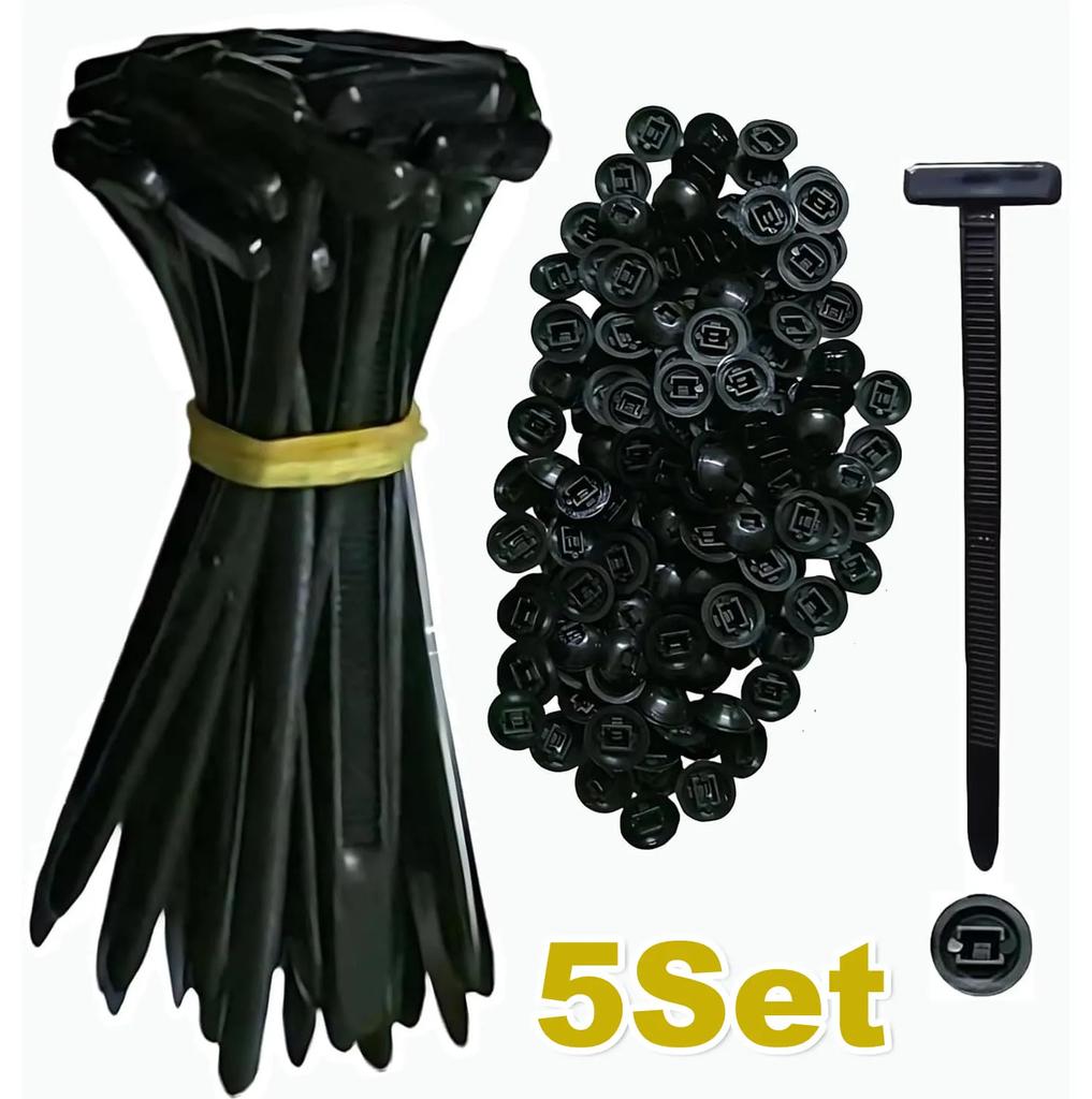 300PCS Nylon Universal Cable Tie Buckle Heavy Duty Self-Locking Zip Ties Holder with Pin Fasteners Car Body UV Resistant Zipties