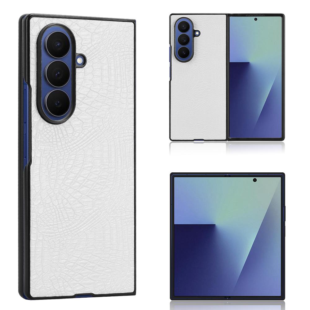 For Samsung Galaxy Z Fold7 5G Case Crocodile Texture Leather Coated Hard PC Phone Cover