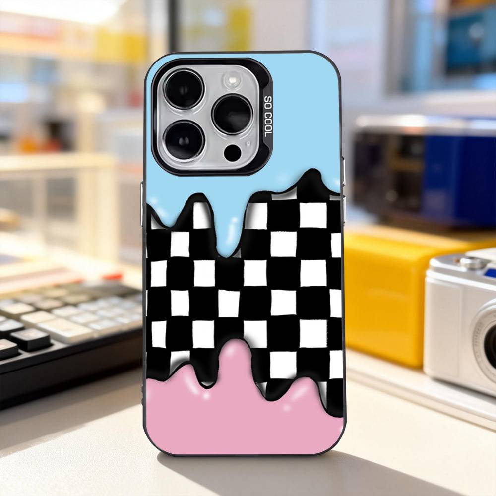 checkerboard chess board Phone Case For iPhone 11,12,13,14,15,16,17,Pro,Max,Plus,E,Air,Mini IMD Matte Black