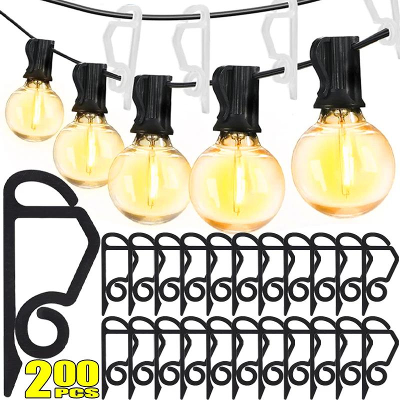20-200Pcs String Lights Holder Light String Clips Outdoor Gutter Clip Holiday Wire Clamp Festival Halloween Christmas Decoraton