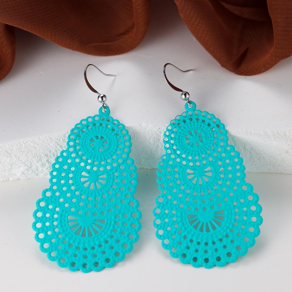 1 Pair Hollow Circle Design Dangle Earrings Boho Style Hook Earrings Bohemian Jewelry