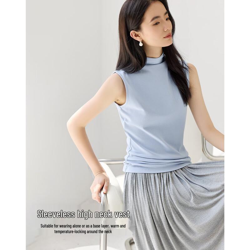 IHIMI Women s Sleeveless Mock Neck Base Layer Top L