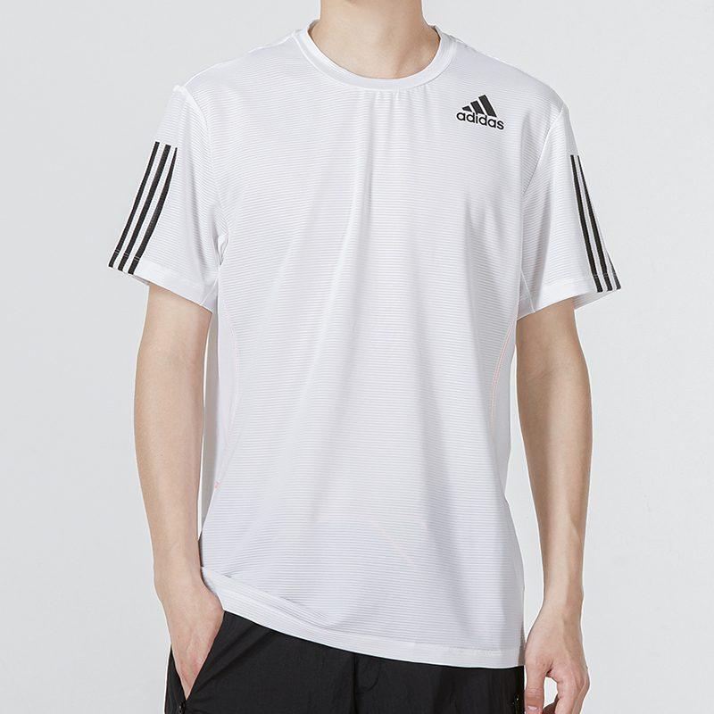 Adidas T Shirts Men's White Crew Neck Moderate Straight Fit H16877