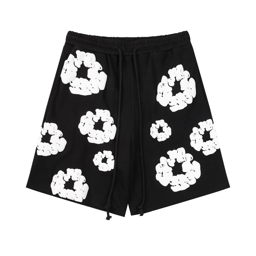 VEZFAA Women's Fashion Summer Spring Loose Casual Flower Print Elastic Waist Shorts Beach Shorts Breathable Wide Leg Shorts
