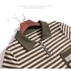 Spring and Autumn Women's Installation T-shirt Middle-aged Foreign Lapel Stripe Long Sleeved Shirt