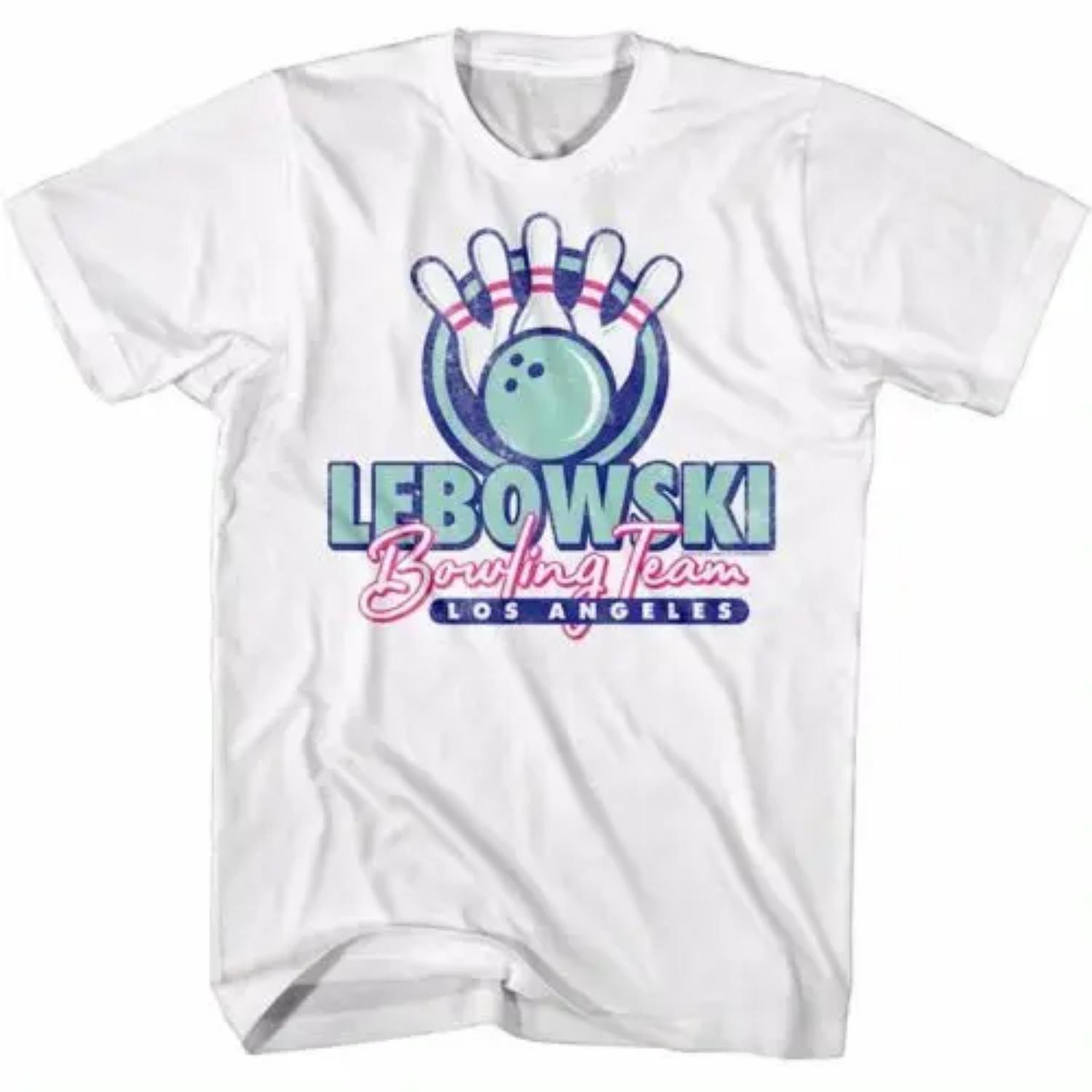 Big Lebowski Bowling Team Men s T-Shirt Neon Pins Los Angeles S чёрный