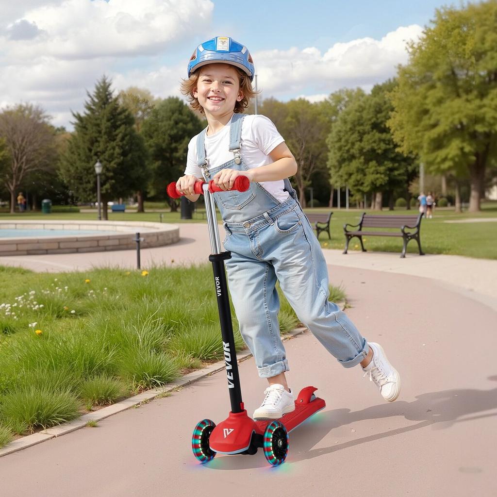 Roller für Kinder ab 3 Jahren, 3-Rad-Kleinkindroller mit leuchtenden Rädern, höhenverstellbarer Lenker, breites Anti-Rutsch-Trittbrett, Leichtes Aluminium
