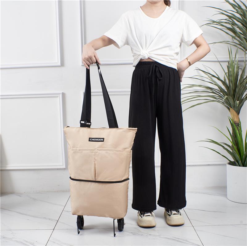 Foldable One-Way Wheel Shopping Tote – Portable, Large Capacity for Travel and Groceries