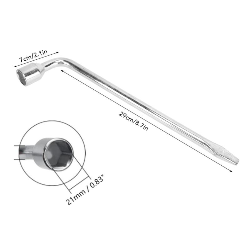 2pcs 21mm Car Spare Tire Lug Wrench L Type Hex Key Slotted End Socket Lug Wrench For Car