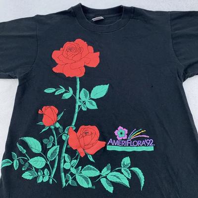 Vintage AmeriFlora 92 Shirt Mens Small Rose Floral Graphic Flower 90s Garden