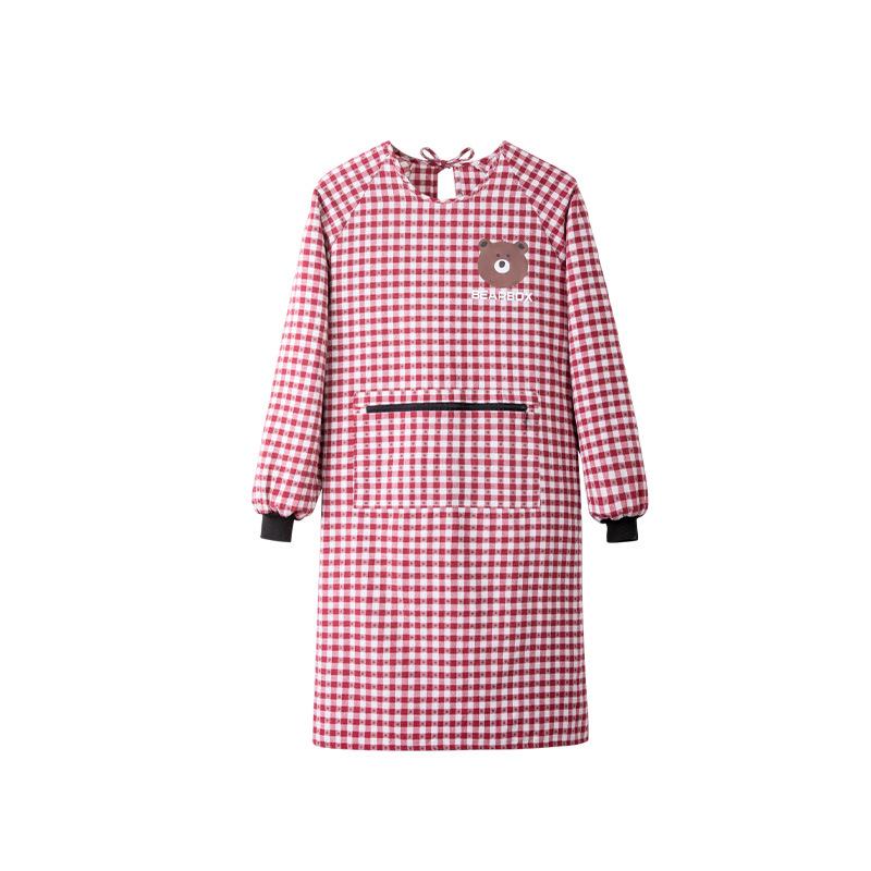 Breathable Cotton Coveralls: Long-Sleeved, Stain-Resistant Apron for Women - Stylish for Kitchen and Factory Work