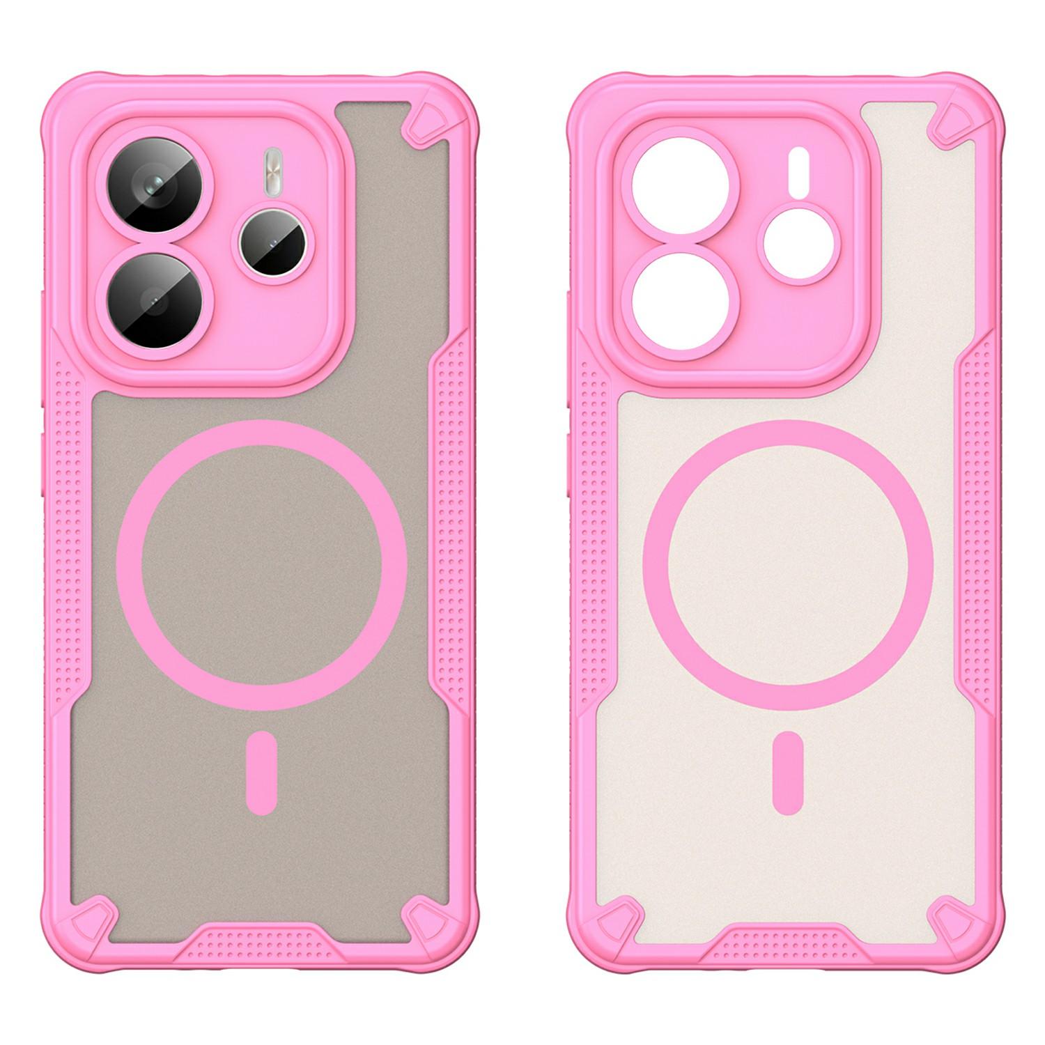 

For Xiaomi Redmi Note 14 5G Magnetic Case Compatible with MagSafe TPU+PC Phone Back Cover Pink