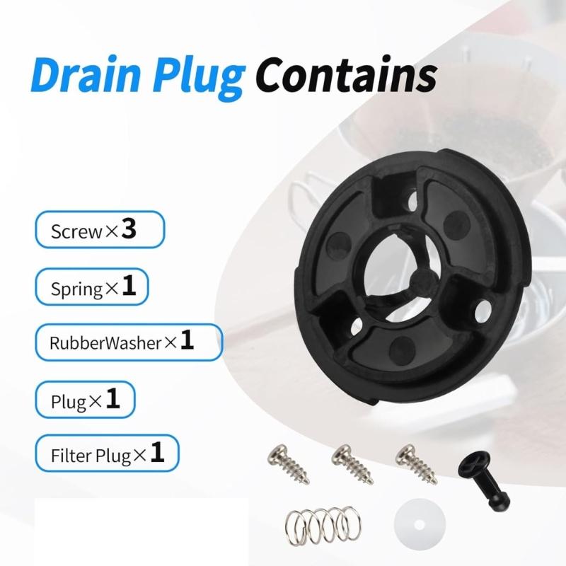Drain Plug Accessory Set with Screws for Coffee Maker Water Tank to Solve Blockage Issues and Improve Water Flows