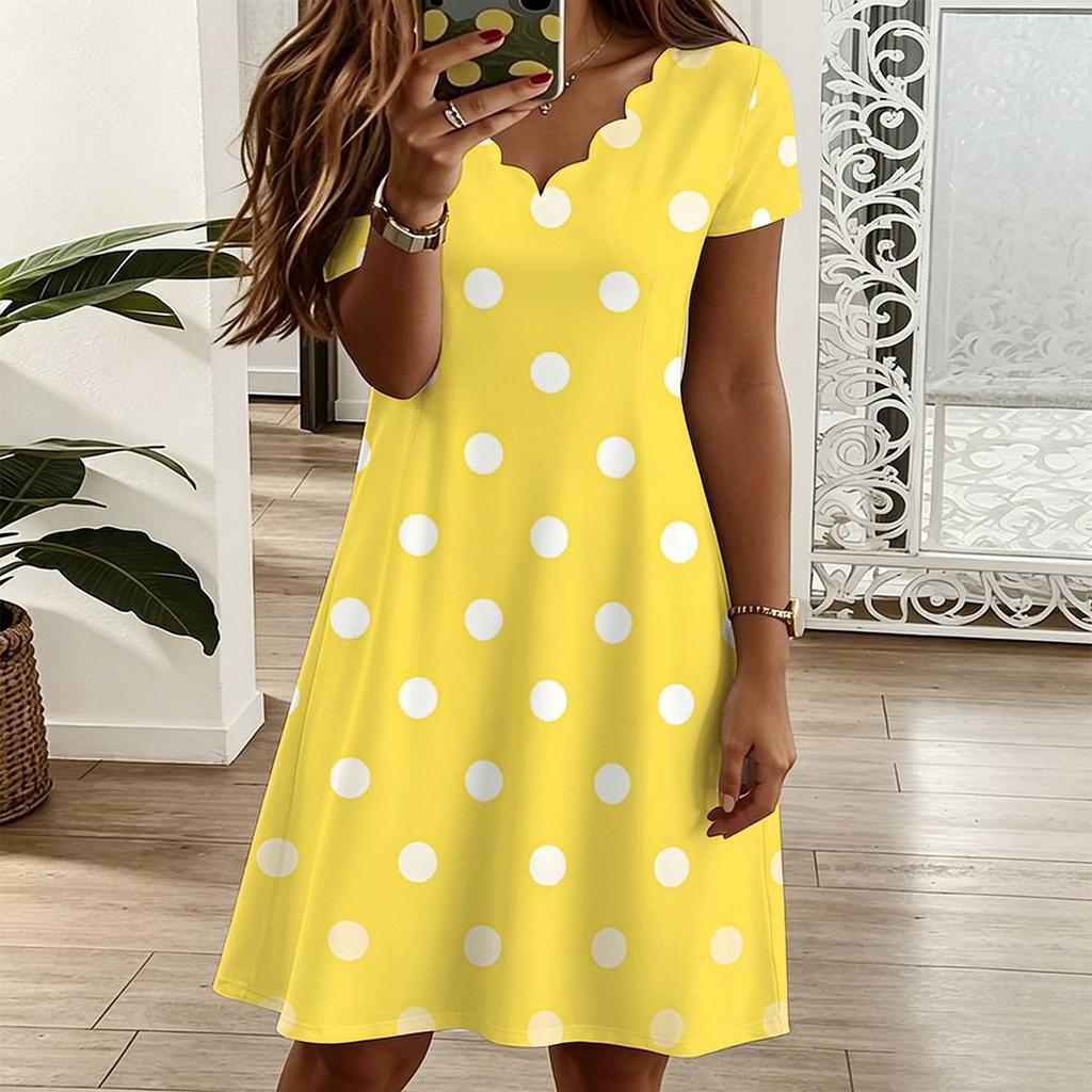 Oversized Women V Neck Short Sleeve Dress Ethnic Flower Printed Flowy Dress For Village Tour And Daily Commute