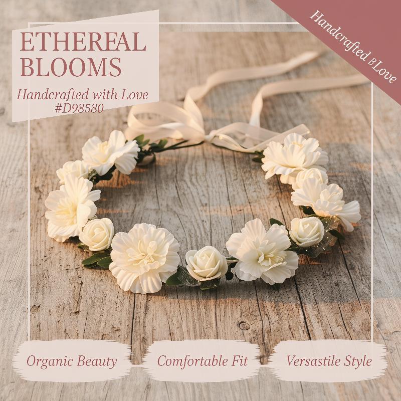Handmade Elegant Flower Crown Simulated Flower Headbands Sweet Floral Garland For