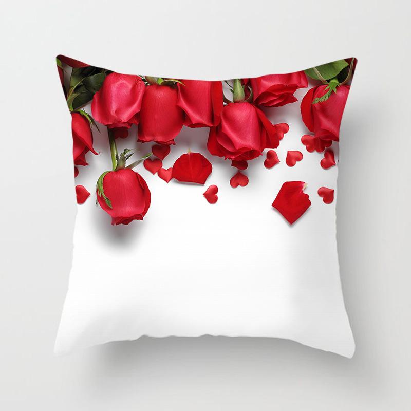 Cherry Blossom Rose Flower Throw Pillow Cover Sofa Decoration Bedside   Car Seat Cushion  Room Home