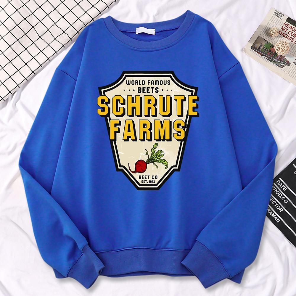 Simple Winter Women Pullovers World Famous Beets Schrute Farms Crop Printing Hoodie Loose Crewneck Sweatshirt Warm Tops