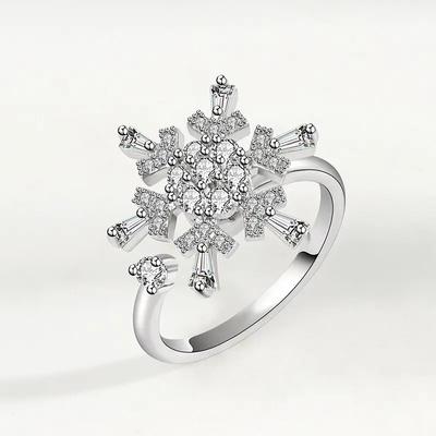 1pcs New Fashion Rotating Zircon Flower Opening Adjustable Ring Luxury Niche Decompression High-end Design Sense Accessories