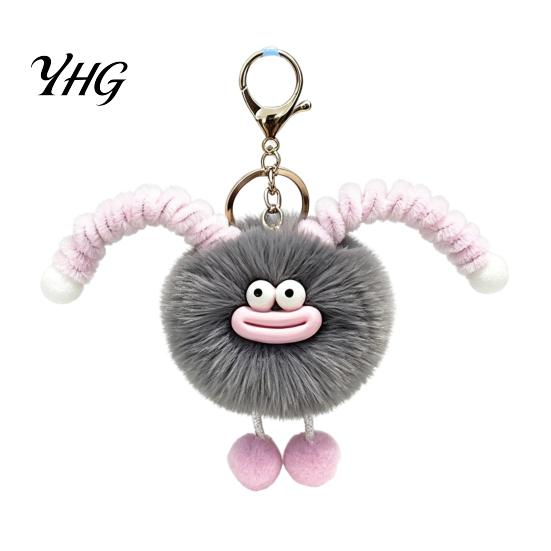 Sausage Mouth Doll Keychain Creature Plush Keychain, Cartoon Fuzzy Ball Keyring Pendant, Pendant Decorative for Handbags Purses Backpacks &