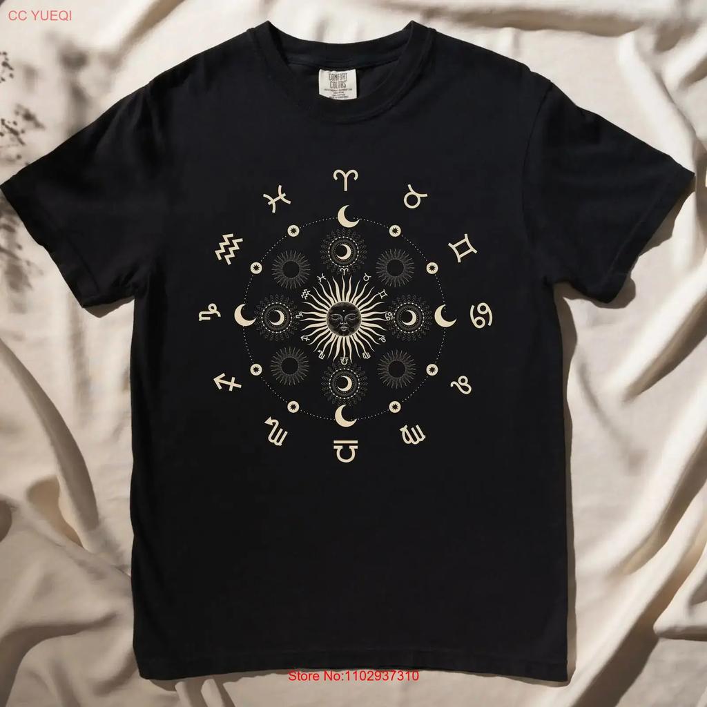 Astrological Design Zodiac T Shirt Celestial Sun Stars For Her Vintage Soft Slightly Comfortable Streetwear Graphic