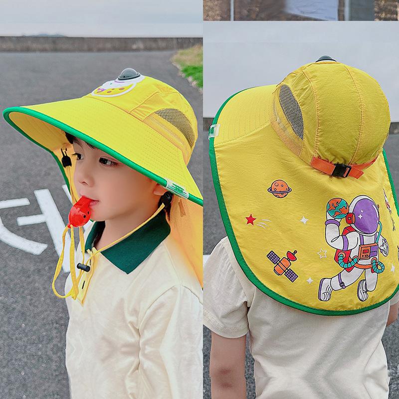Children's Sun Hat Summer Cartoon Cute Boys and Girls Outdoor Sun Protection Sun Hat Big Brim Shawl Bucket Hat
