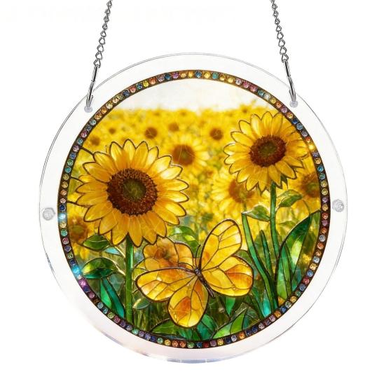 83 Pcs Acrylic Suncatcher Jigsaw Puzzles Stained Glass Style Window Hanging Decor DIY Sun Catcher Kit for Home Garden Decor