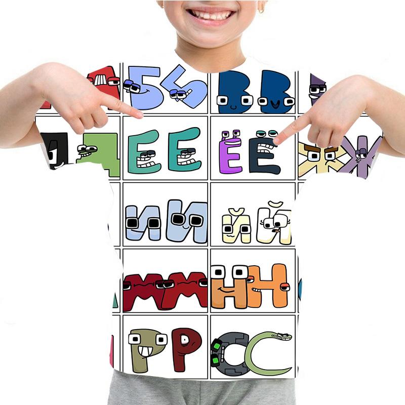 Děti Léto Neformální Abeceda Lore Mateřská škola Studenti Trička s 3D potiskem Kluci Dívky Legrační Krásný potisk Trička Dětské topy