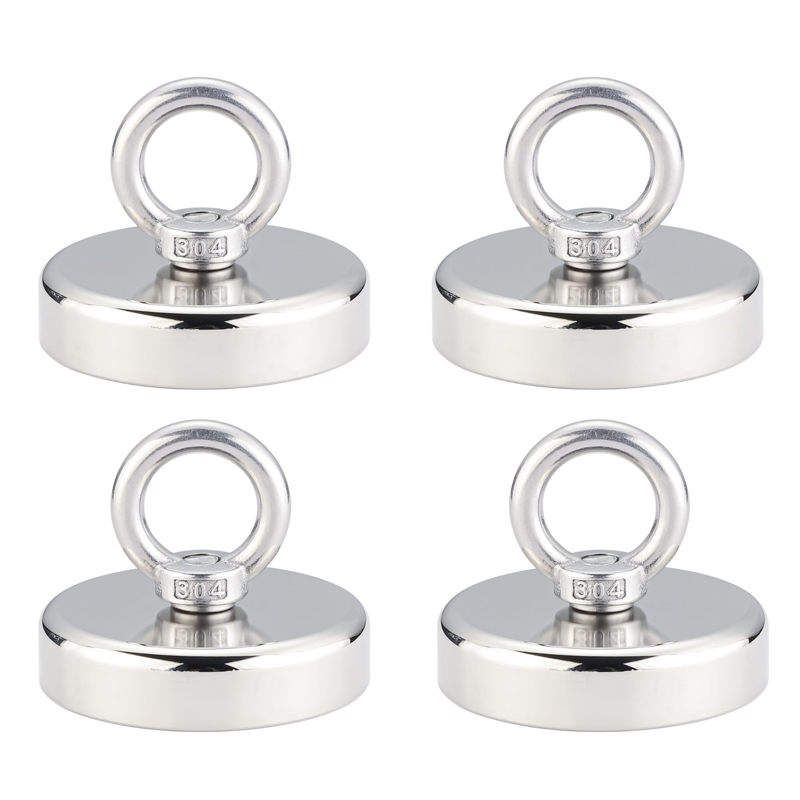 

East Leaf Magnetic Hooks, Round Base, Maximum Tensile Capacity 32kg, Wall Storage, Garage, Kitchen, Set of 4