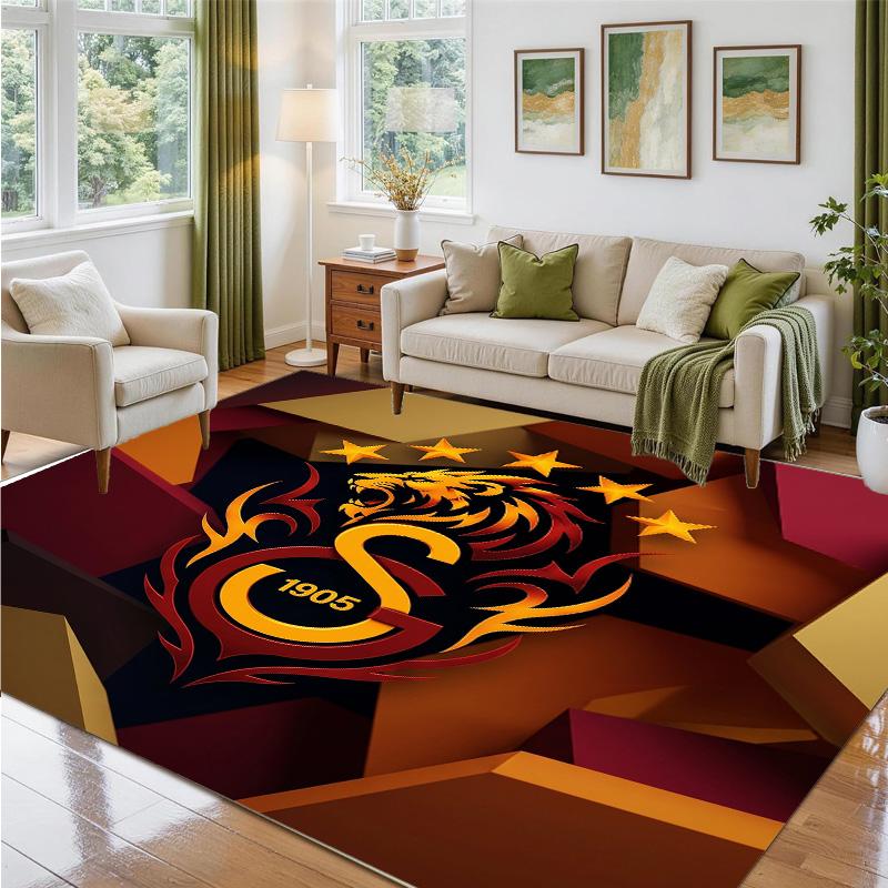 Galatasaray FC Design Crystal Velvet Rug Soft Decorative Mat for Bedroom Entrance