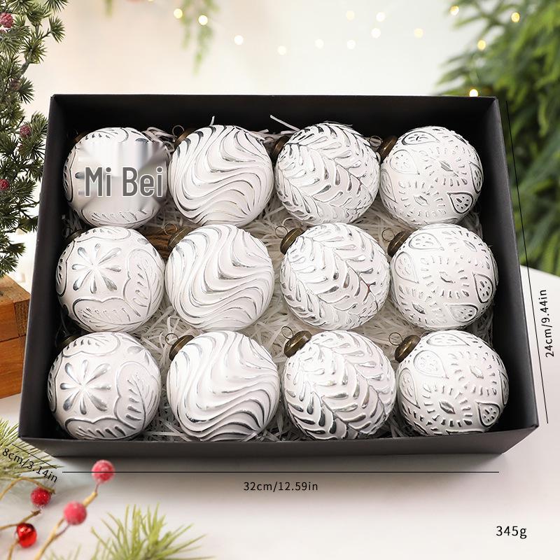

8cm Vintage Scratch Antique Christmas Tree Ball Ornament 8cm