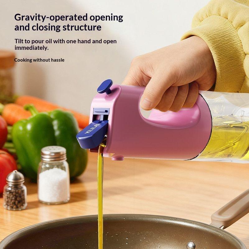 2-1 400ML Glass Oil Sprayer Dispenser Anti Leak Fine Mist Kitchen Edible Oil Spray Bottle For Kitchen Cooking Air Fryer Baking