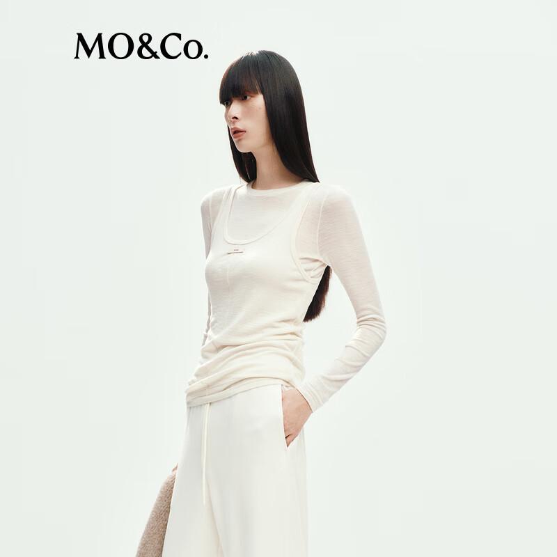 MO&Co. Wool Blend U-Neck Thin Top