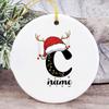 Baby's Christmas Ornament Personalized Initial with Name Ceramic Bauble Gift for Newborn Present for Baby Custom Xmas Decoration
