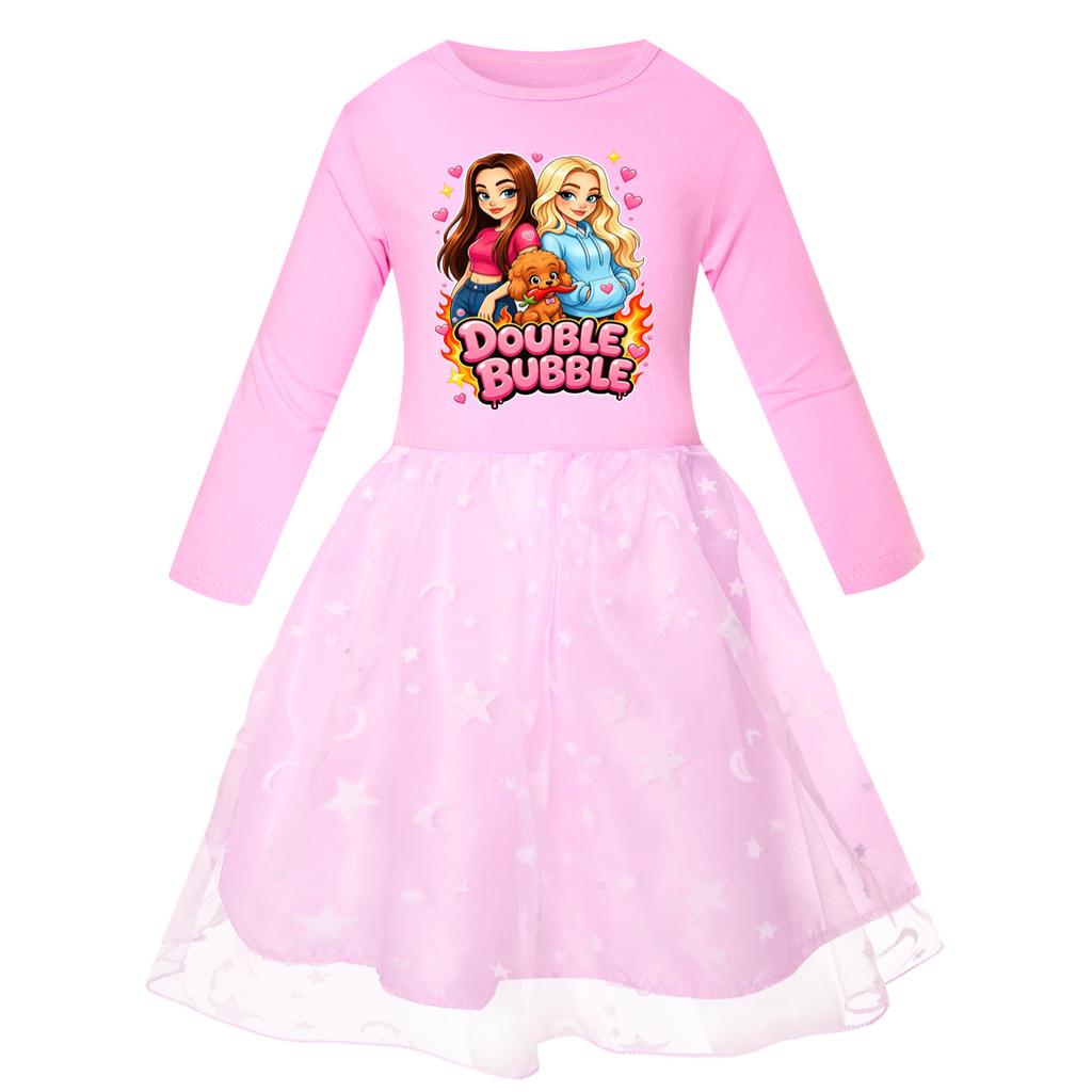 Girls Printed Star Skirt Rainbow Lace Dress 5902