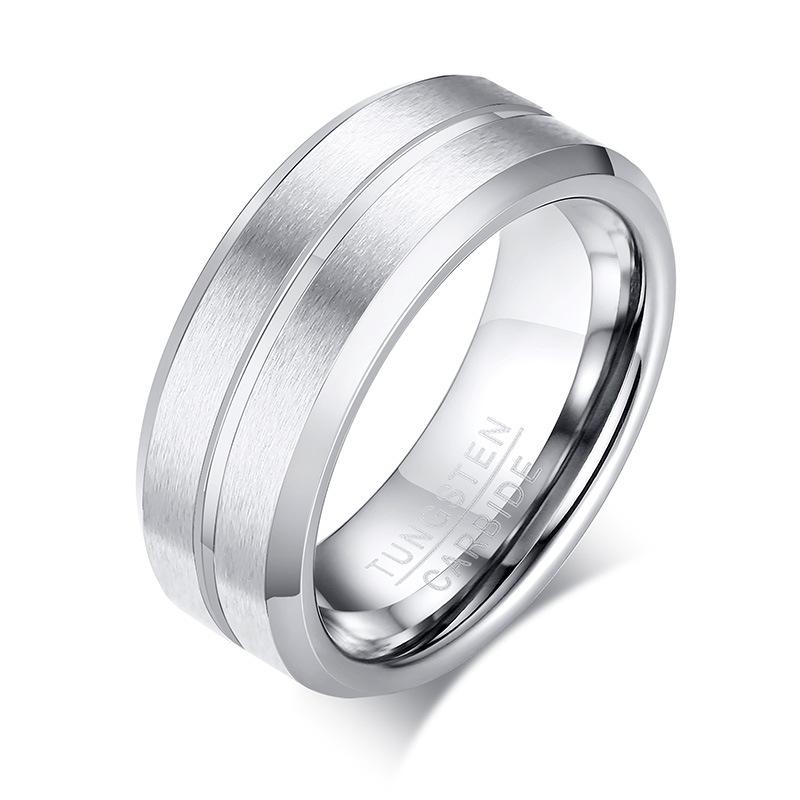 Vinterly Wolframkarbid Herrenringe Kratzfest 8mm Breit Linie Schmuck für Herren Luxus Einzigartig Party Hochzeitsringe